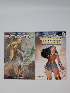 Attack on Titan & Wonder Woman Free Comic Book Day 2017 DC Kodansha Lot of 2
